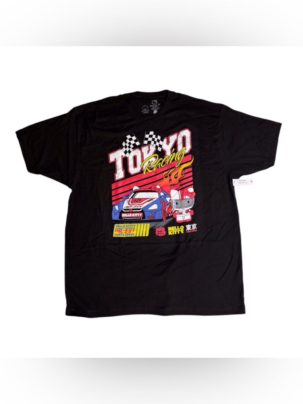 Hello Kitty Tokyo racing black graphic tee unisex size L NWT